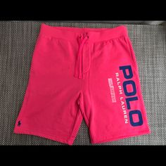 New Men’s “Polo Ralph Lauren” Gym Shorts, Signature Navy Pony, Color:Pink, Vertical Polo Ralph Lauren, Size: Medium, Made In Cambodia Pink Cotton Athleisure Shorts, Pink Cotton Sports Shorts, Pink Bermuda Cotton Shorts, Pink Bermuda Bottoms With Built-in Shorts, Gucci Tracksuit For Men, Gucci Tracksuit, Ralph Lauren Fleece, Polo Outfit, Tennis Shorts