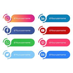 several different colored speech bubbles with social icons