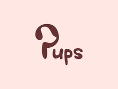 the word pups written in brown on a pink background