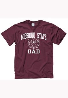 Missouri State Bears Mens Maroon Dad Short Sleeve T Shirt - 22782618 Black Arch, Dad Shorts, Aunt Shirts, Missouri State, Retro Girls, Cute Outfits For School, Bear Shirt, Bear T Shirt, Short Sleeve T Shirt