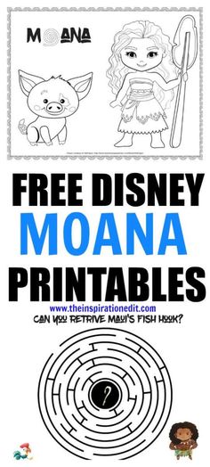 free disney moana printables for kids to color and play on the computer