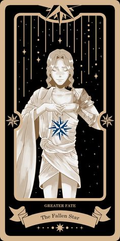 a tarot card with an image of a woman holding a star