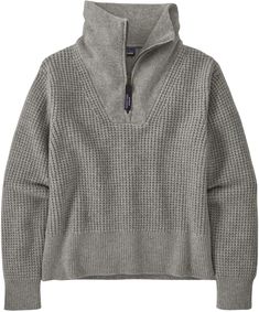 A toasty layer that's both soft and durable  the women's Patagonia Recycled Wool-Blend Quarter-Zip pullover is a daily go-to to stay cozy  comfy and warm all winter. 1/4 Zip Sweater, Quarter Zip Sweater, Knit Sleeve, Quarter Zip Pullover, Patagonia Womens, Zip Sweater, Cozy Sweaters, Women Pullover, 1/4 Zip