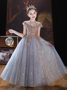 Fancy Princess Dress For Girls - 3D Floral Beads And Embroidery Gown Suitable For Host Piano Performance Catwalk Banquet Occasions Girl Princess Dress, Princess Dress, Girls Dresses, Dresses, Floral