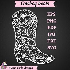 cowboy boots with flowers cut file