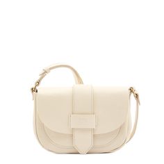 Fausta Small | Women's crossbody bag in leather color milk White Leather Crossbody Saddle Bag, White Leather Shoulder Saddle Bag, White Leather Saddle Bag With Removable Pouch, White Leather Saddle Bag For Daily Use, White Leather-lined Crossbody Shoulder Bag, White Leather-lined Crossbody Bag, Cream Leather Bag With Smooth Grain, White Leather Lined Crossbody Shoulder Bag, White Leather Saddle Bag With Adjustable Strap