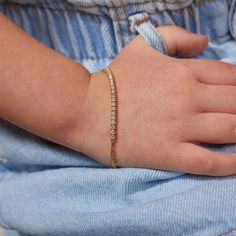 14K Gold Kids Diamond Tennis Bracelet Paper Clip Link – Baby Gold