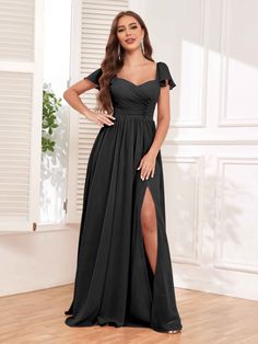 Fitted Chiffon Dress With Sweetheart Neckline For Banquet, Chiffon Evening Dress With Ruched Bodice For Banquet, Chiffon Prom Dress With Pleated Bodice, Flowy Chiffon Bridesmaid Dress With Pleated Bodice, Elegant Sweetheart Neckline Chiffon Dress For Banquet, Fitted Chiffon Prom Dress With Ruched Bodice, Ruched Chiffon Bridesmaid Dress, Chiffon Bridesmaid Dress With Pleated Bodice For Prom Season, Pleated Bodice Chiffon Bridesmaid Dress For Prom Season