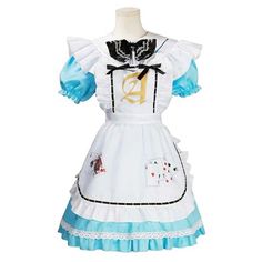 Alice: Madness Returns Fitted Harajuku Dress For Costume Party, Fitted Blue Harajuku Cosplay Costume, Fitted Harajuku Dress For Cosplay, Harajuku Style Fitted Cosplay Dress, Fitted Harajuku Style Dress For Cosplay, Fitted Harajuku Style Halloween Dress, Themed Dresses For Halloween Events, Themed Halloween Dresses, Fitted Blue Harajuku Costumes