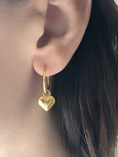 "IMPORTANT!! PLEASE LEAVE YOUR TELEPHONE NUMBER AS A NOTE AT CHECKOUT AS IT'S REQUIRED BY DHL IN ORDER TO BE ABLE TO CONTACT YOU AND SCHEDULE DELIVERY! * Beautiful 24k gold filled heart hoops * Hoops diameter : 0.6\" * Total length : 1.1\" * All of our items come beautifully gift wrapped perfect as a gift to anyone! * For any questions or custom made orders please do not hesitate to contact me!" Heart-shaped Minimalist Hoop Earrings, Tarnish Resistant, Dainty Hypoallergenic Hoop Heart Earrings, Minimalist Heart-shaped Tarnish Resistant Hoop Earrings, Minimalist Heart-shaped Tarnish-resistant Hoop Earrings, Minimalist Gold Heart Earrings With Charm, Dainty Heart Charm Hoop Earrings, Everyday Hypoallergenic Hoop Heart Earrings, Everyday Hypoallergenic Heart Hoop Earrings, Gold Small Hoop Heart Earrings As Gift