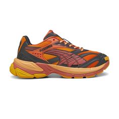 The first PUMA x PLEASURES collection is inspired by 00s aesthetics and nods to the PUMA's german origins translated in graphics throughout the collection. With Velophasis, you get a 2000s silhouette loosely inspired by PUMA’s heritage performance running range. $64.95 Low-top Streetwear Running Shoes With Vibram Sole, Functional Orange Sneakers For Streetwear, Sporty Orange Trail Running Shoes For Streetwear, Orange Running Shoes With Vibram Sole For Streetwear, Dynamic Orange Sneakers For Streetwear, Low-top Trail Running Shoes With Boost Midsole For Streetwear, Dynamic Streetwear Running Shoes With Rubber Sole, Orange Running Shoes With Abzorb Midsole For Streetwear, Orange Sneakers