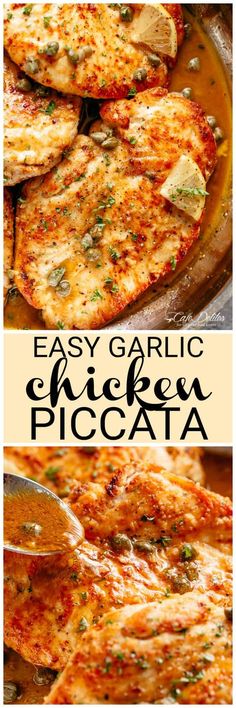 easy garlic chicken piccata recipe with cheese and herbs