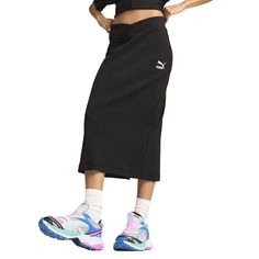 The Classic Ribbed Midi Skirt makes your every move bold. Crossover waistband and fitted cut hit at a flattering length, while the ribbed knit hugs your curves. Pair with sneakers for day or heels for night—this skirt takes you anywhere in style. $34.95 Sporty Elastane Skirt For Spring, Casual Black Ribbed Skirt, Spring Sporty Ribbed Bottoms, Black Athleisure Skirt For Spring, Spring Black Athleisure Skirt, Black Ribbed Skirt For Spring, Ribbed Black Skirt For Spring, Spring Black Ribbed Skirt, Spring Ribbed Black Skirt