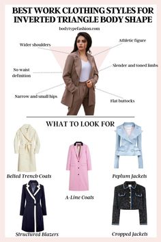 Struggling to dress your inverted triangle figure for work? Look no further! Unlock the secrets to a balanced silhouette with our expert tips. Inverted Triangle Silhouette, Inverted Triangle Clothes, Outfits Inverted Triangle, Manager Outfit, Body Type Clothes, Rectangle Body Type