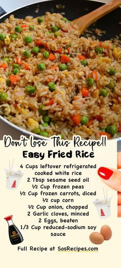 the recipe for fried rice with peas and carrots