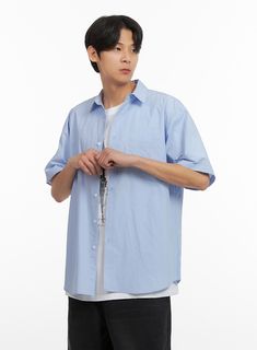 Product Detail Style : Casual Occasion : Back to school Type : Men Detail : Buttoned Print : Solid Material : Cotton Sleeve : Short sleeve Neck : Collar Length : Regular Fit : Loose fit Cotton100 Color : Light blue Made in Korea Model Size Model is wearing size L and the color Light blue. Height : 6'0" | 184cm / Top : L / Bottom : XL (32 inch) .prddescription table, .prddescription td, .prddescription th { border : 1px solid black; border-collapse : collapse; padding: 10px; } Size(Inch) Size Sho Light Blue Collared Cotton Short Sleeve Shirt, Light Blue Cotton Collared Short Sleeve Shirt, Light Blue Short Sleeve Cotton Shirt, Light Blue Cotton Shirt With Short Sleeves, Light Blue Cotton Short Sleeve Shirt, Casual Light Blue Button-up Short Sleeve Shirt, Casual Light Blue Collared Shirt, Oversized Light Blue Casual Shirt, Light Blue Oversized Short Sleeve Shirt