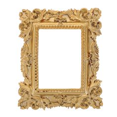 an ornate gold frame on a white background