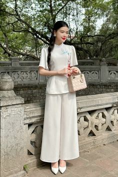 elegant Elegant White Set With Long Pants, White Pant Set For Spring Wedding, Elegant White Pant Set For Summer, Traditional White Wide Leg Sets, White Spring Wedding Pant Set, White Short Sleeve Pant Set For Summer, Elegant White Short Sleeve Sets, Traditional White Pant Set For Summer, White Long Pants Sets For Spring