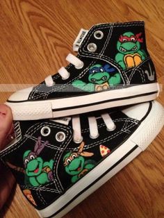 TMNT Hand Painted Custom Shoes TMNT Shoes High-top Painted Canva Hand Painted Converse, Paint Shoes, Cute Converse, Dr Shoes, Outfits With Converse