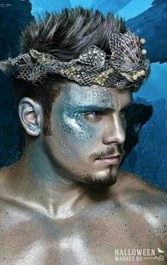 Poseidon Costume, Merman Costume, Halloween Mermaid, Halloween Hombre, Makeup Zombie, Zombie Man, Fantasy Make-up, Costume Carnaval