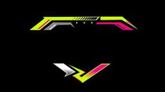 the letter v is made up of neon colored lines and letters that appear to be in different