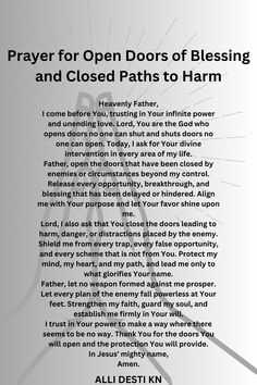 This prayer seeks God’s divine intervention to open doors that have been closed by enemies and to shut doors that lead to harm or destruction. With faith, we call upon His power to guide our steps, protect our destiny, and ensure His favor in our lives.#OpenDoors #GodsProtection #DivineIntervention #FaithOverFear #BreakthroughPrayer #EnemiesDefeated #GodsFavor #BlessingsUnleashed #TrustInGod Breakthrough Prayers, Fasting Prayers, Pray Board, Pray Everyday, Prayer For My Marriage, Midnight Prayer, Strength Quotes For Women, Prayer For Love, Divine Intervention