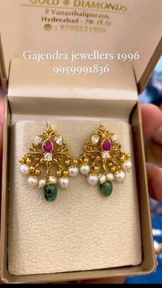 Earrings Buttalu Gold, Gutta Pusalu Jewellery Earrings, Ear Tops Gold Indian, Gold Buttalu Earrings Latest, Jumkas Gold, Buttalu Earrings Gold, Chandbali Earrings Gold, Ruby Necklace Designs