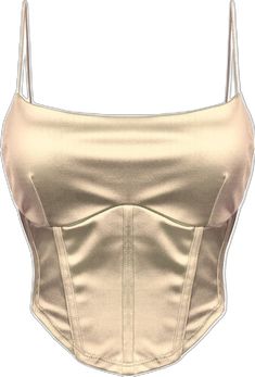 Gold Bustier Crop Strapless Crop Top With Built-in Bra For Party, Sleeveless Crop Top With Boned Bodice For Night Out, Party Crop Tube Top With Built-in Bra, Evening Sleeveless Crop Top With Built-in Bra, Party Cami Tube Top With Built-in Bra, Sleeveless Crop Top With Built-in Bra For Evening, Party Satin Crop Top With Boned Bodice, Chic Boned Bodice Camisole For Night Out, Satin Crop Top With Boned Bodice For Party