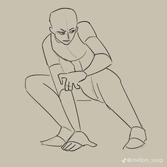 a drawing of a person crouching down