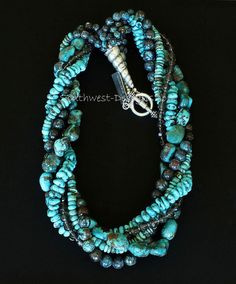 Hand-Built by Southwest Designs | Southwest Designs Twist Necklace, Southwestern Necklace, Contemporary Necklace, Southwest Design, American Indian Jewelry, Dark Turquoise, Native Jewelry, Southwestern Jewelry, Rare Gemstones