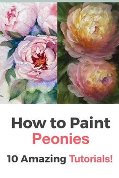 how to paint peonies with watercolors and acrylic paints on paper