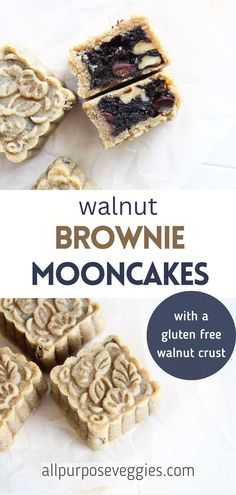 walnut brownie mooncakes with a gluten free walnut crust on top