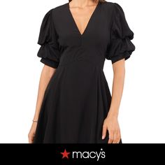 in stock Puff Sleeve Mini Dress, Mini Dress With Sleeves, Buy 1, Puff Sleeve, In Store, Buy Online, Mini Dress, V Neck, Black