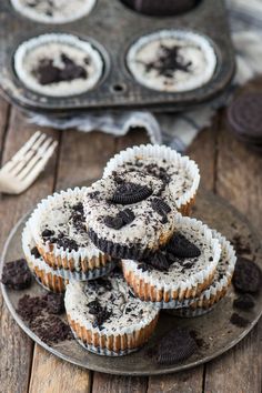 oreo cookies and cream cupcakes on a plate