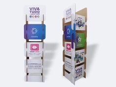 two cardboard display boards with different designs on them