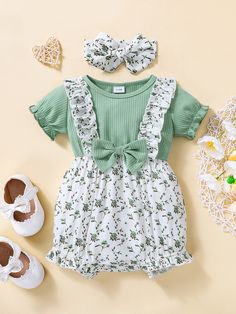 Multicolor  Collar Short Sleeve Fabric Floral Tee Embellished Slight Stretch  Baby Girls Clothing Look Baby Girl, Cute Baby Clothes Newborn, Summer Baby Clothes Girl, Baby Girl Clothes Summer, Baby Girl Clothes Newborn Summer, Baby Clothes For Girls, Cute Baby Girl Outfits, Baby Couture, Baby Girl Floral