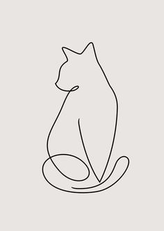 a line drawing of a cat sitting down