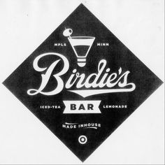 the birdie's bar logo is black and white