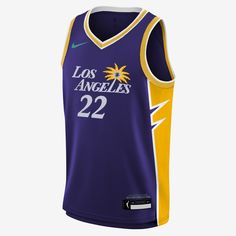 Pay tribute to the Los Angeles Sparks in this Cameron Brink jersey. Made from lightweight, sweat-wicking fabric, this replica design looks like what your favorite player wears on the court. Throwback Cotton Jersey For Team Events, Sports Jersey Top With Team Logo, Moisture-wicking Cotton Jersey For Team Events, Nike Team Spirit Jersey For Sports Events, Nike Team Jersey With Logo, Throwback Tops For Team Events During Sports Season, Breathable Cotton Jersey For Sports Events, Sleeveless Sportswear Tops For Team Events, Throwback Team Jersey For Sports Season