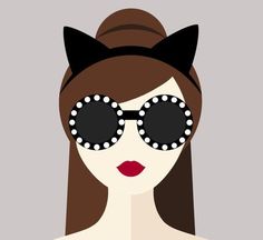 a woman wearing sunglasses with cat ears on her head