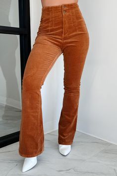 97% COTTON, 3% SPANDEX Model Wearing Size Small Color: Camel Corduroy Material High Waisted Zipper Fly With 2-Button Clasp Pleat Details Bootcut Fit Pants Have Some Stretch 12.5" High Rise 32.5“ Inseam For Model Size Specs Please Check Size Charts Restocked: 10/7/24 Corduroy Bootcut Pants, Corduroy Material, Graphic Dress, Bootcut Pants, Denim Coat Jacket, Basic Dress, Short Mini Dress, Fit Pants, Cutout Dress