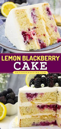 This summer dessert recipe lets you have a Lemon Blackberry Cake! Not only is this moist homemade lemon cake loaded with blackberries, but it is also layered with mascarpone whipped cream and lemon curd. Enjoy this easy spring treat today! Lemon Blackberry Cake, Mascarpone Whipped Cream, Lemon Cupcake Recipe, Blackberry Dessert, Blackberry Cheesecake, Lemon Cakes, Moist Lemon Cake, Blackberry Cake, Blackberry Recipes