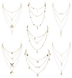 PRICES MAY VARY. Layered Necklace Set:One Order Includes 7PCS Gold Tone Dainty Layered Necklaces, Which Combine the Most Fashionable Elements:Star, Ball, Horn, Infinity, Leaf, Bead, Feather, Shell, Circle, Bar and Coin Charm, Perfect Layering Necklaces for Women and Girls Multi Layered Necklaces:5PCS 3 Layer Necklaces and 2PCS 4 Layer Necklaces, Easy to Match Any Outfits, Especially V-neck Tops Size&Material:Each Layered Necklace With 2"(5CM) Extender Chain, Adjustable Length, Fit for Most of Pe 3 Layer Necklace, Circle Bar, Coin Pendant Necklace, Layered Necklace Set, Multi Layer Necklace, Pendent Necklace, Stacked Jewelry, Gold Necklace Layered, Chain Jewelry