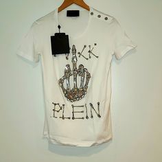 Philipp Plein Crystals T-Shirt Philipp Plein T Shirt, Philipp Plein, Limited Time, Colorful Shirts, Color White, Womens Tops, Crystals, T Shirt, White