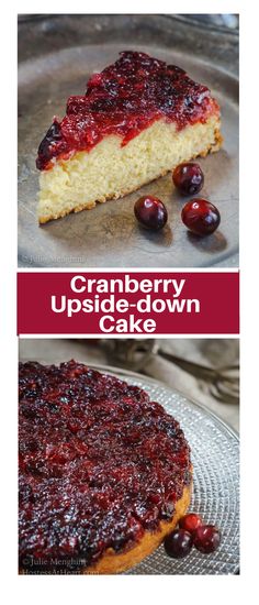 cranberry upside down cake on a plate