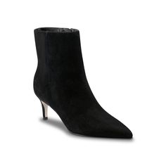 Marc Fisher-Glorry Bootie A versatile add to any closet, the Glorry booties from Marc Fisher pair perfectly with all your favorite looks. From office ensembles to weekend 'fits; the polished style is crafted with a short kitten heel and a trendy pointed toe that delivers a fashionable flair to the classic silhouette. Click here for Boot Measuring Guide. Medium Width Low Heel Boots For Work, Workwear Low Heel Boots, Elegant Formal Booties With Low Heel, Sleek Suede Boots For Fall, Chic Pointed Toe Booties For Work, Classic Ankle-high Heeled Boots For Office, Workwear Booties With Low Heel And Medium Width, Medium Width Low Heel Booties For Work, Elegant Pointed Toe Booties Medium Width