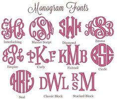 the monogram font is shown in different styles and sizes, including letters that spell out their