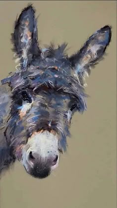 a painting of a donkey looking at the camera