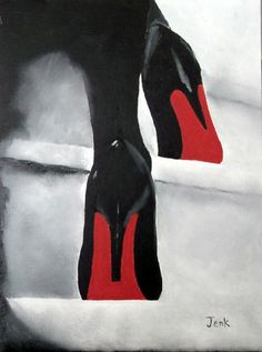 a painting of a pair of high heeled shoes