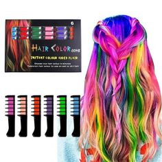 If you want to be the most eye-catching in the crowd, you might as well try our Inadays hair chalk comb. our hair chalk set can help make your hair color express your personality and creativity in the shortest time. you can use them individually or mix the colors. Various colors all blend into one another creating so many different looks. Make your hair as vibrant as you are. the washable hair chalk is for Girls Age 4 5 6 7 8 9 10, you can use it for birthdays, party, cosplay, fancy dress shows, Hair Dye For Kids, Washable Hair Color, Wash Out Hair Color, Brush For Hair, Temporary Hair Dye, Diy Hair Color, Unique Gifts For Kids, Hair Chalk, Temporary Hair Color